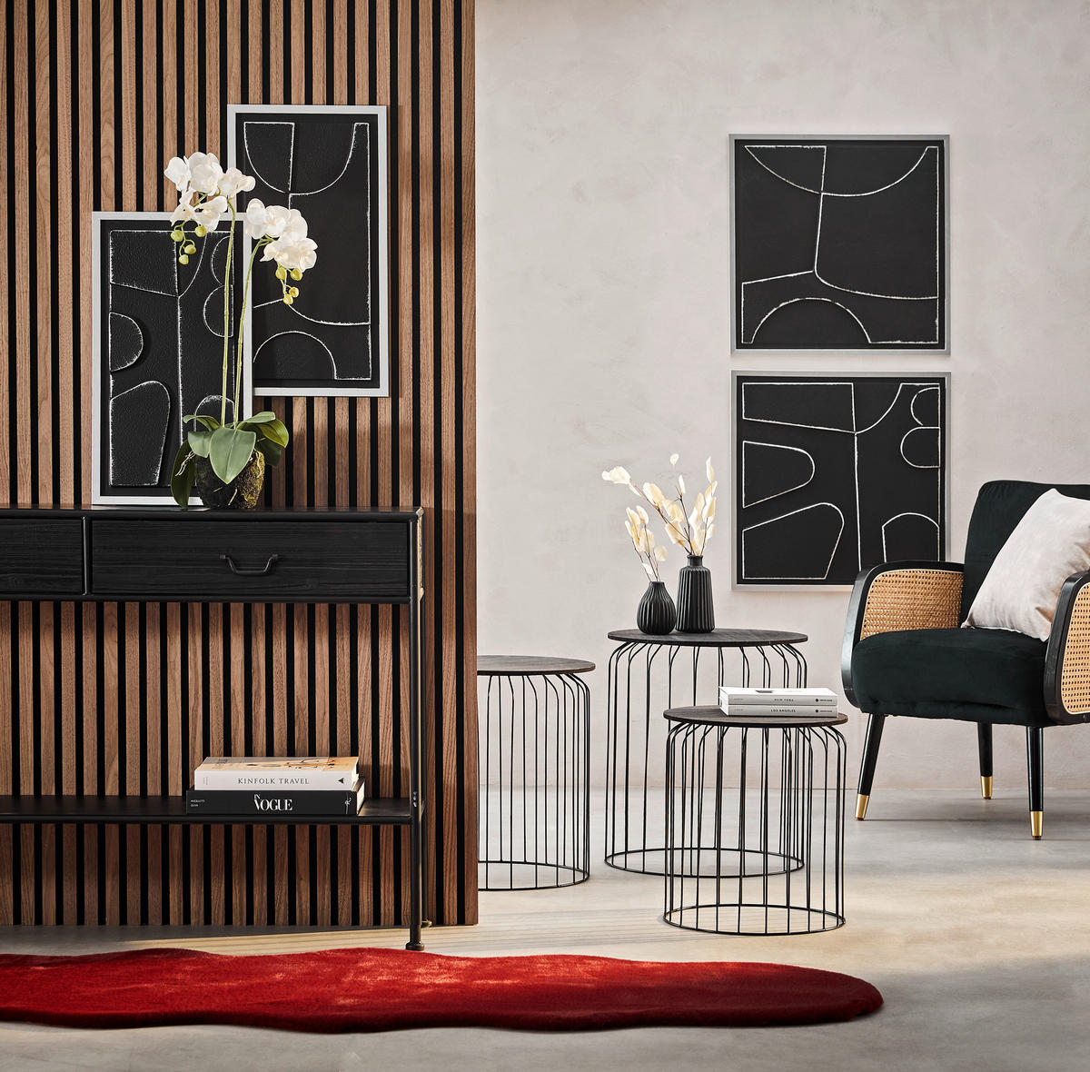 BEISTELLTISCH Schwarz rund  - Schwarz, Design, Holzwerkstoff/Metall (36/40cm) - Ambia Home
