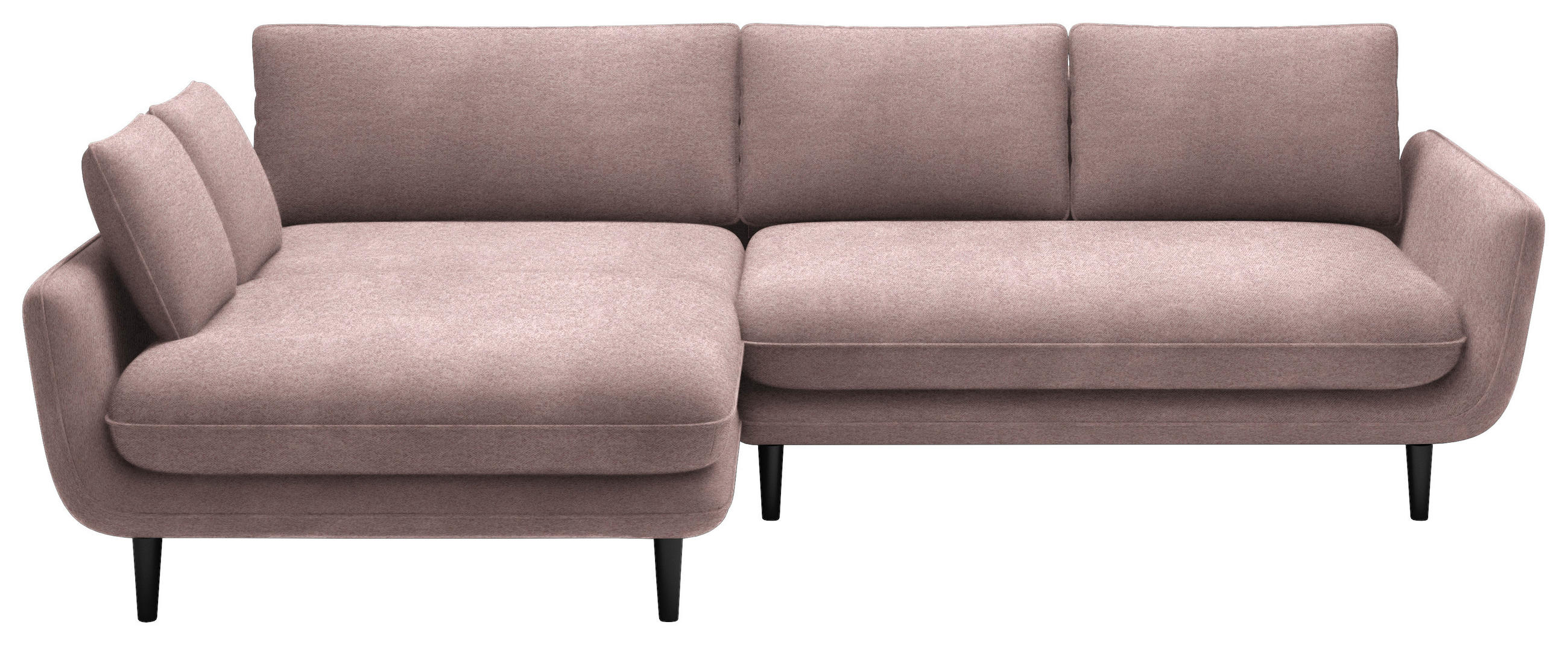 ECKSOFA in Velours Altrosa  - Schwarz/Altrosa, Design, Holz/Textil (167/260cm) - Welnova
