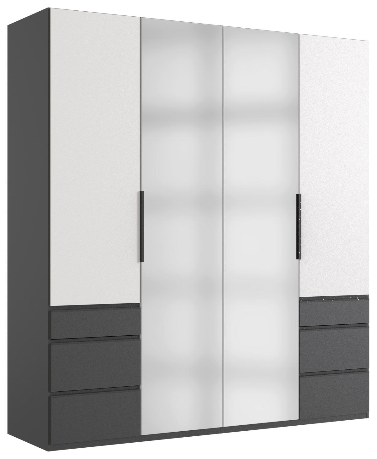 DREHTÜRENSCHRANK Graphitfarben, Weiss  - Weiss/Schwarz, Konventionell, Holzwerkstoff/Metall (200/216/58cm) - Hom`in