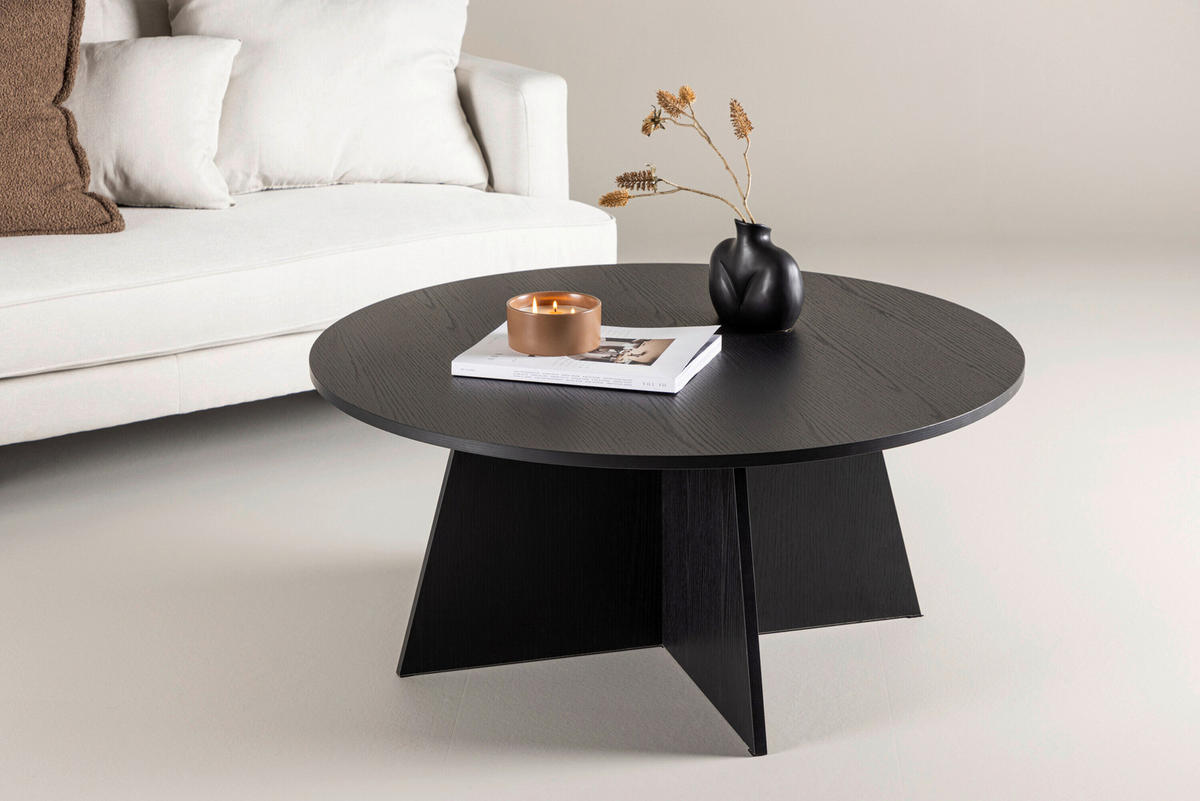 COUCHTISCH Pappel rund Schwarz  - Schwarz, MODERN, Holz (100/45cm) - Livetastic