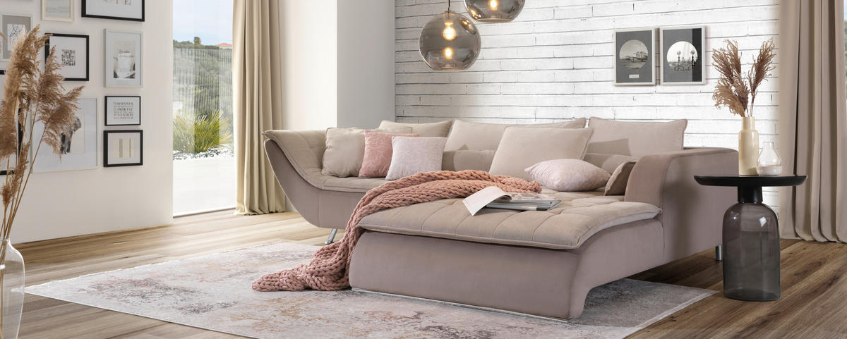 HÖRNSOFFA i vävt tyg taupe, beige  - beige/sandfärgad, Design, metall/textil (300/220cm) - Livetastic