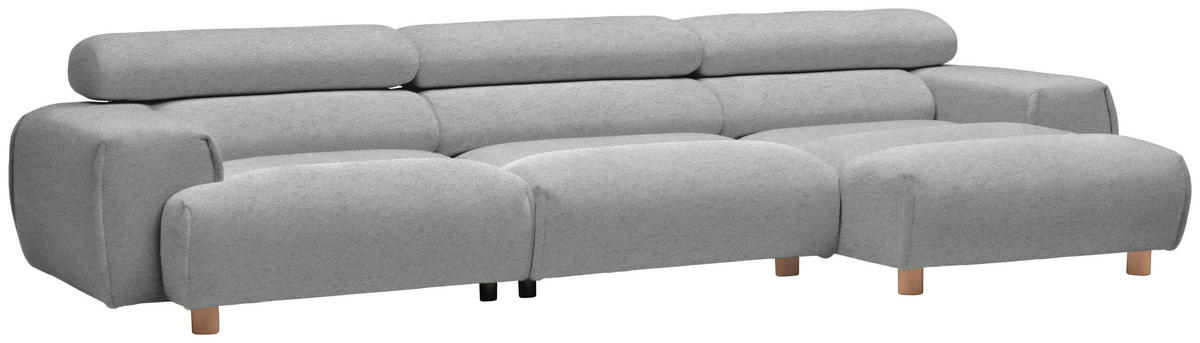 HÖRNSOFFA i velour ljusgrå  - bokfärgad/ljusgrå, Design, trä/textil (329/150cm) - Livetastic