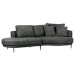 ECKSOFA in Chenille Dunkelgrau  275/140 cm  - Dunkelgrau/Schwarz, KONVENTIONELL, Textil/Metall (275/140cm) - Carryhome