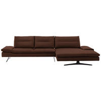 ECKSOFA in Echtleder Braun  - Schwarz/Braun, Modern, Leder/Metall (342/158cm) - Chilliano
