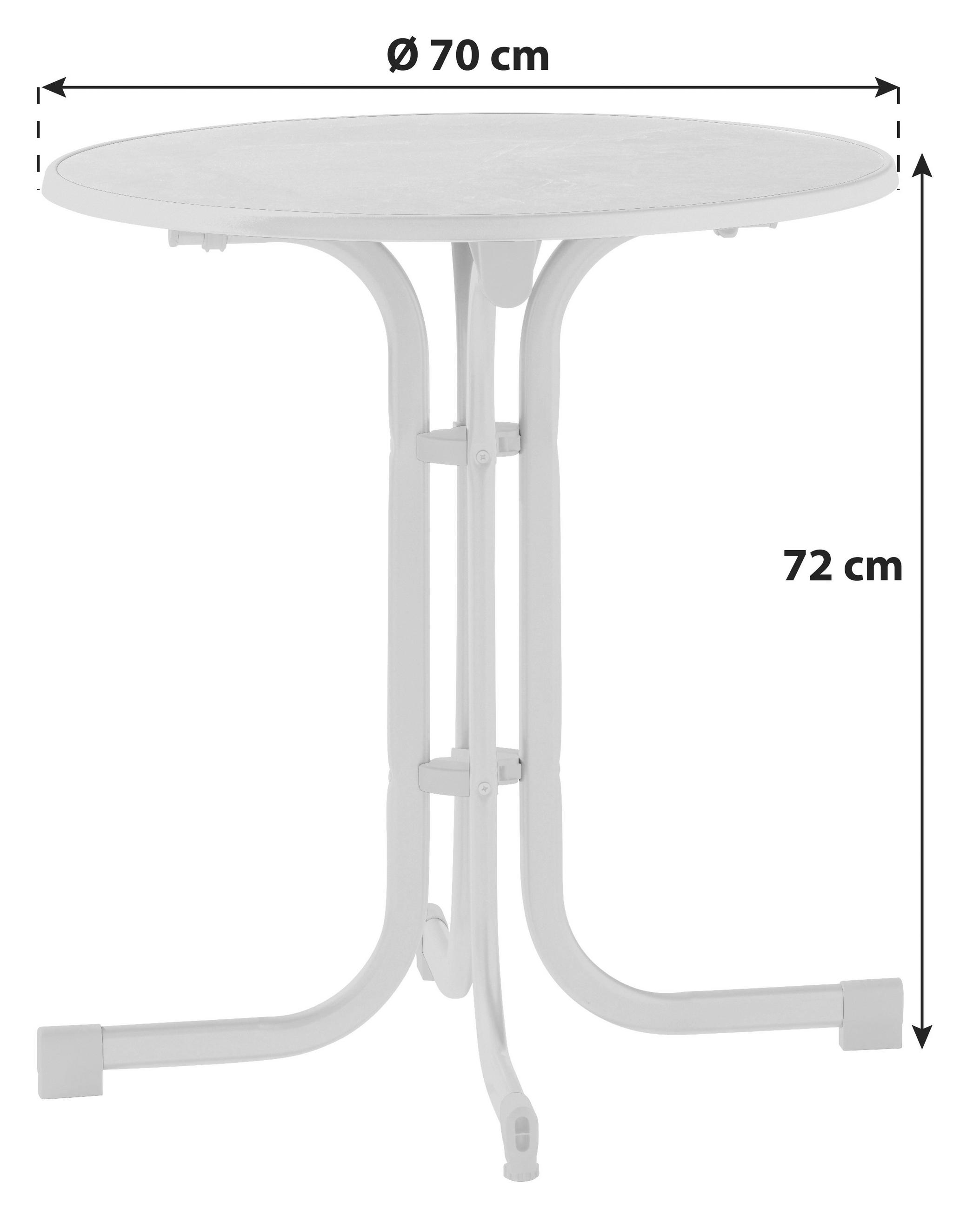 GARTENTISCH 70/70/72 cm Holzwerkstoff rund  - Weiß, MODERN, Holzwerkstoff/Metall (70/70/72cm) - Sieger