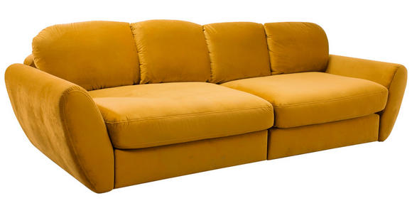 BIGSOFA Flachgewebe Gelb, Goldfarben  - Gelb/Goldfarben, MODERN, Kunststoff/Textil (290/96/113cm) - Cantus