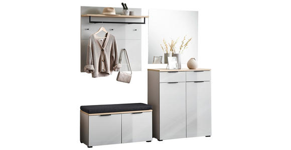 GARDEROBE 5-teilig  in 200/197/40 cm  - Kaschmir/Eichefarben, Design, Glas/Holzwerkstoff (200/197/40cm) - Voleo