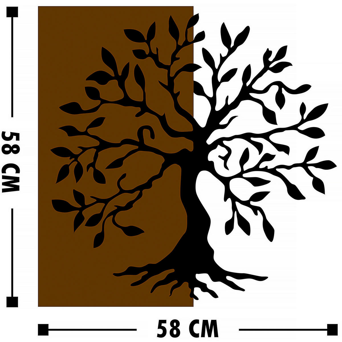 OBJEKTBILD 58/58 cm    - Schwarz/Braun, Basics, Holzwerkstoff (58/58cm)