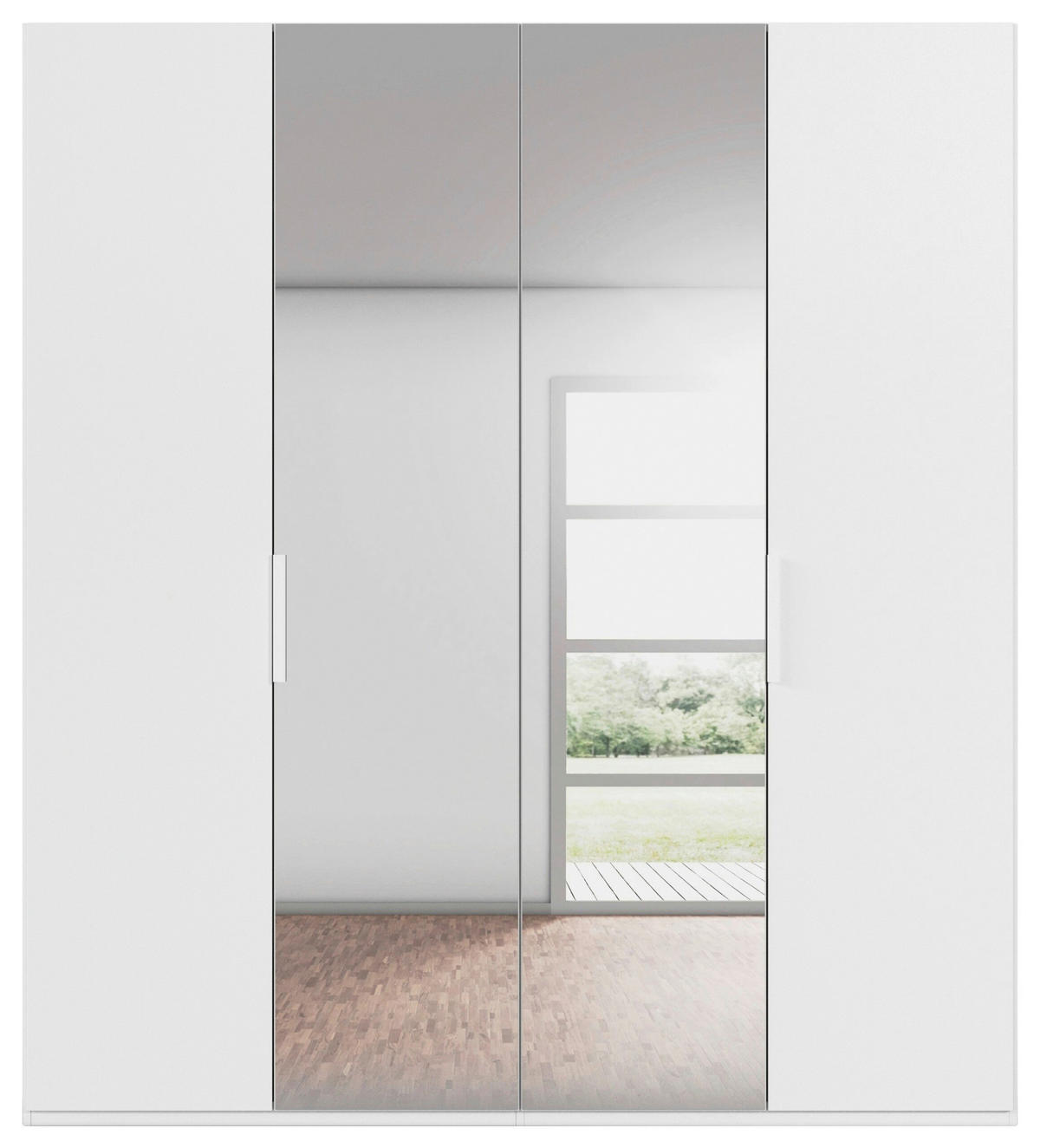 DREHTÜRENSCHRANK 201/235/61 cm,  in Weiß, 4-türig  - Weiß, Basics, Glas/Holzwerkstoff (201/235/61cm) - Novel