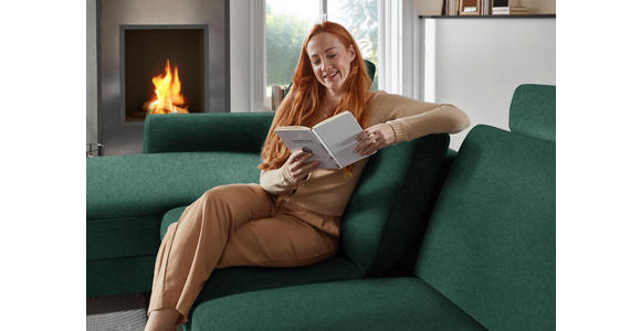 ECKSOFA  in Chenille, Flachgewebe Waldgrün  175/316 cm  - Waldgrün/Schwarz, Design, Textil/Metall (175/316cm) - Dieter Knoll