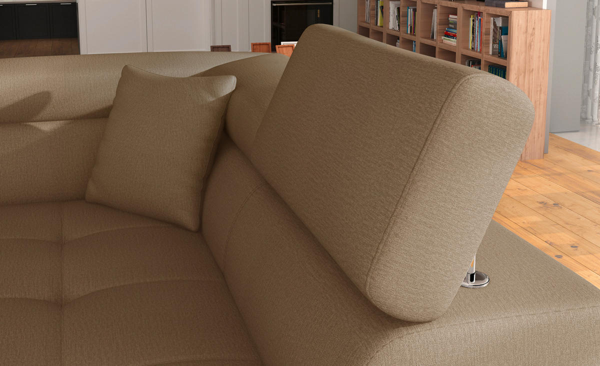 ECKSOFA  Braun, Dunkelbraun Textilgeflecht  - Chromfarben/Dunkelbraun, Design, Textil/Metall (203/272cm) - MID.YOU