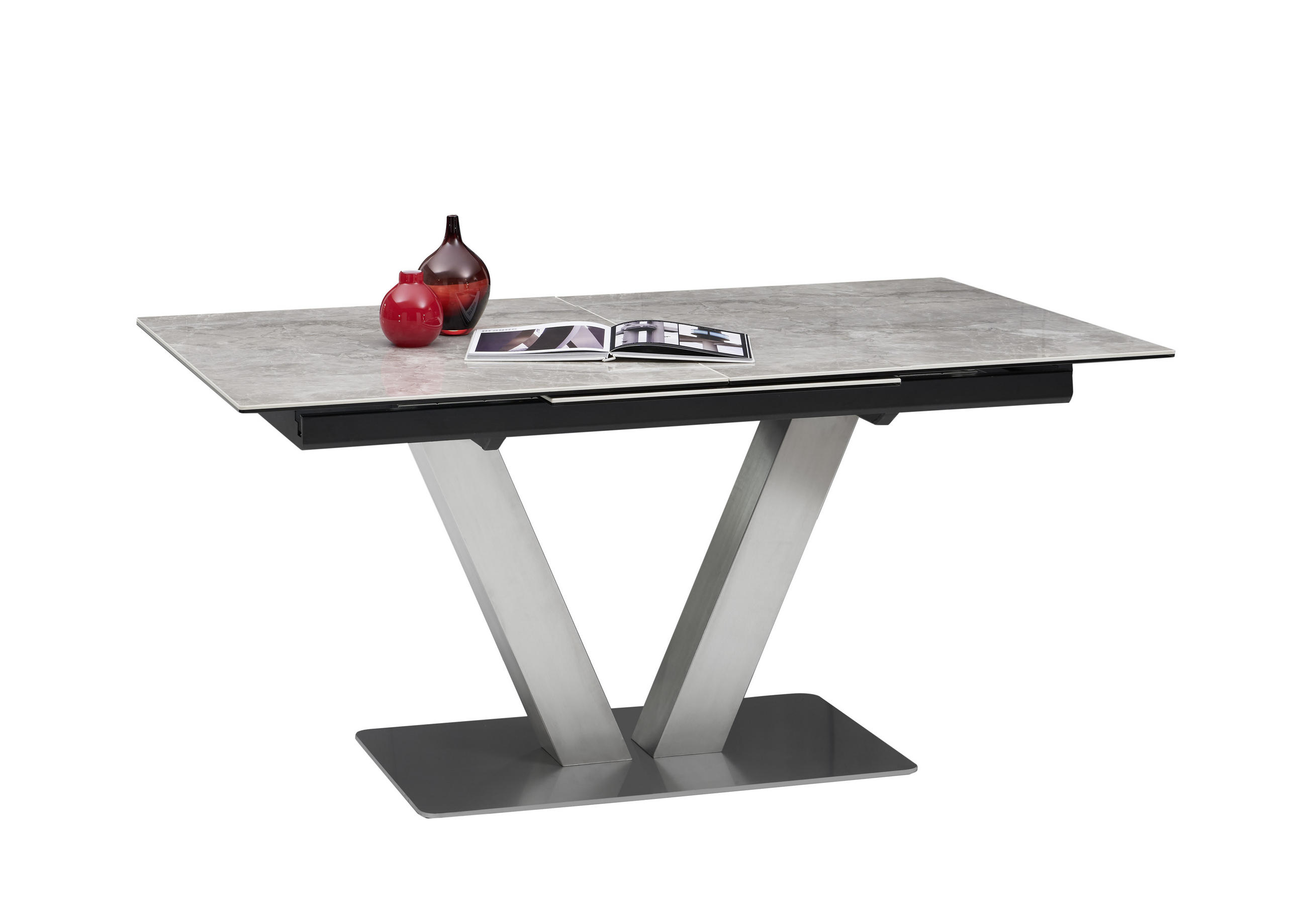 MATBORD i metall, keramik 160-220/90/76 cm - grå, Design, metall/keramik (160-220/90/76cm) - Hom`in