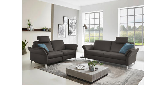 3-SITZER-SOFA Latina in Echtleder Mokka   - Alufarben/Mokka, Design, Leder/Metall (190/82/99cm) - Dieter Knoll