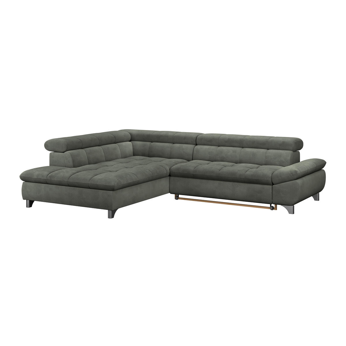 ECKSOFA Grün Chenille  - Chromfarben/Grün, KONVENTIONELL, Textil/Metall (234/312cm) - Livetastic