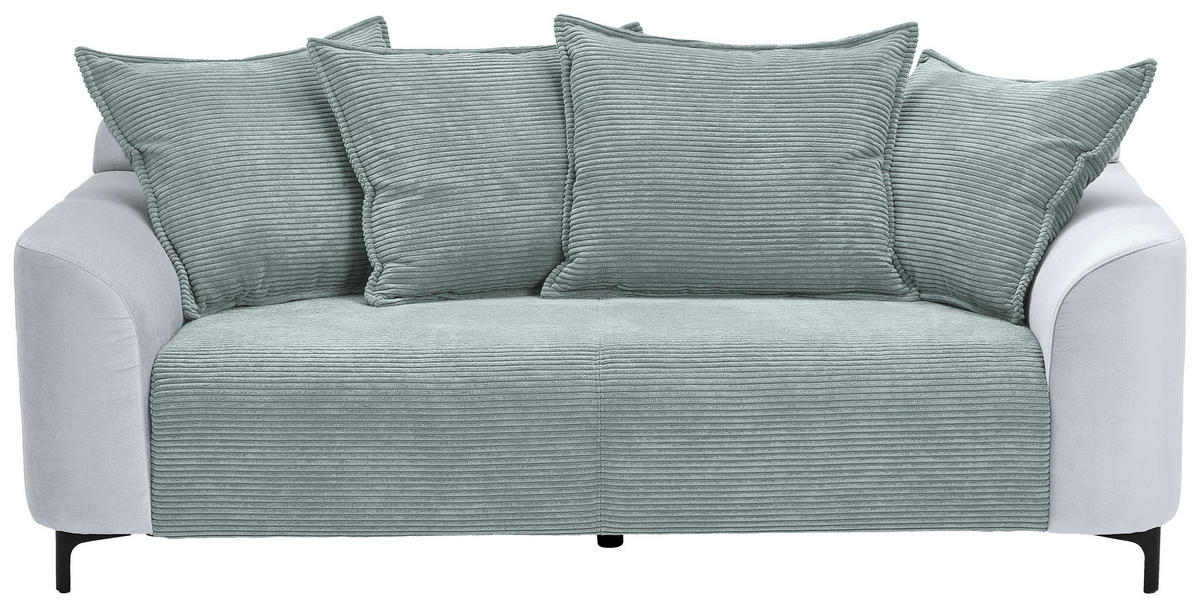 2,5-SITZER  in Cord, Velours Blaugrau  - Blaugrau/Schwarz, KONVENTIONELL, Textil/Metall (200/84/99cm) - Carryhome