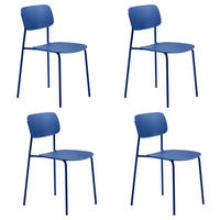 STUHL-SET 4 Stück  in matt  - Blau, MODERN, Kunststoff/Metall (43,5/79/61cm) - Livetastic