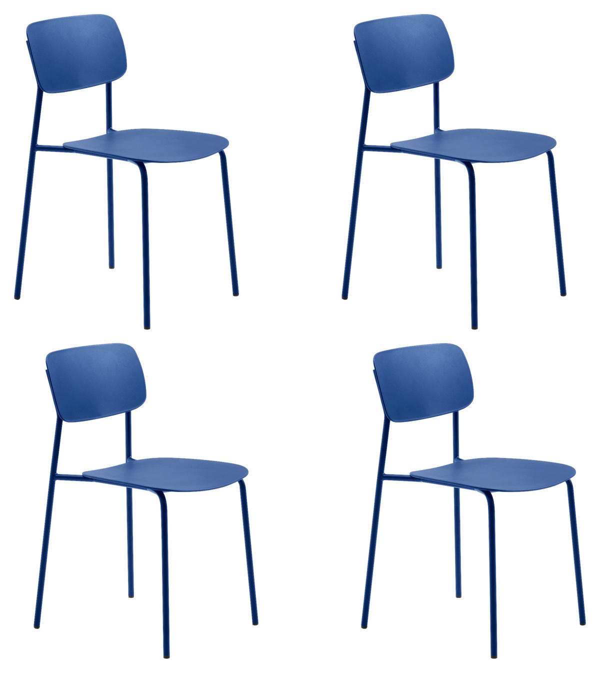 STUHL-SET 4 Stück  in matt  - Blau, MODERN, Kunststoff/Metall (43,5/79/61cm) - Livetastic