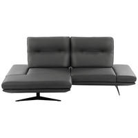 ECKSOFA Dunkelgrau Echtleder Rücken echt, Armteilverstellung, Kopfteilverstellung, Sitztiefenverstellung  - Dunkelgrau/Schwarz, Design, Leder/Metall (160/235cm) - Celina Home