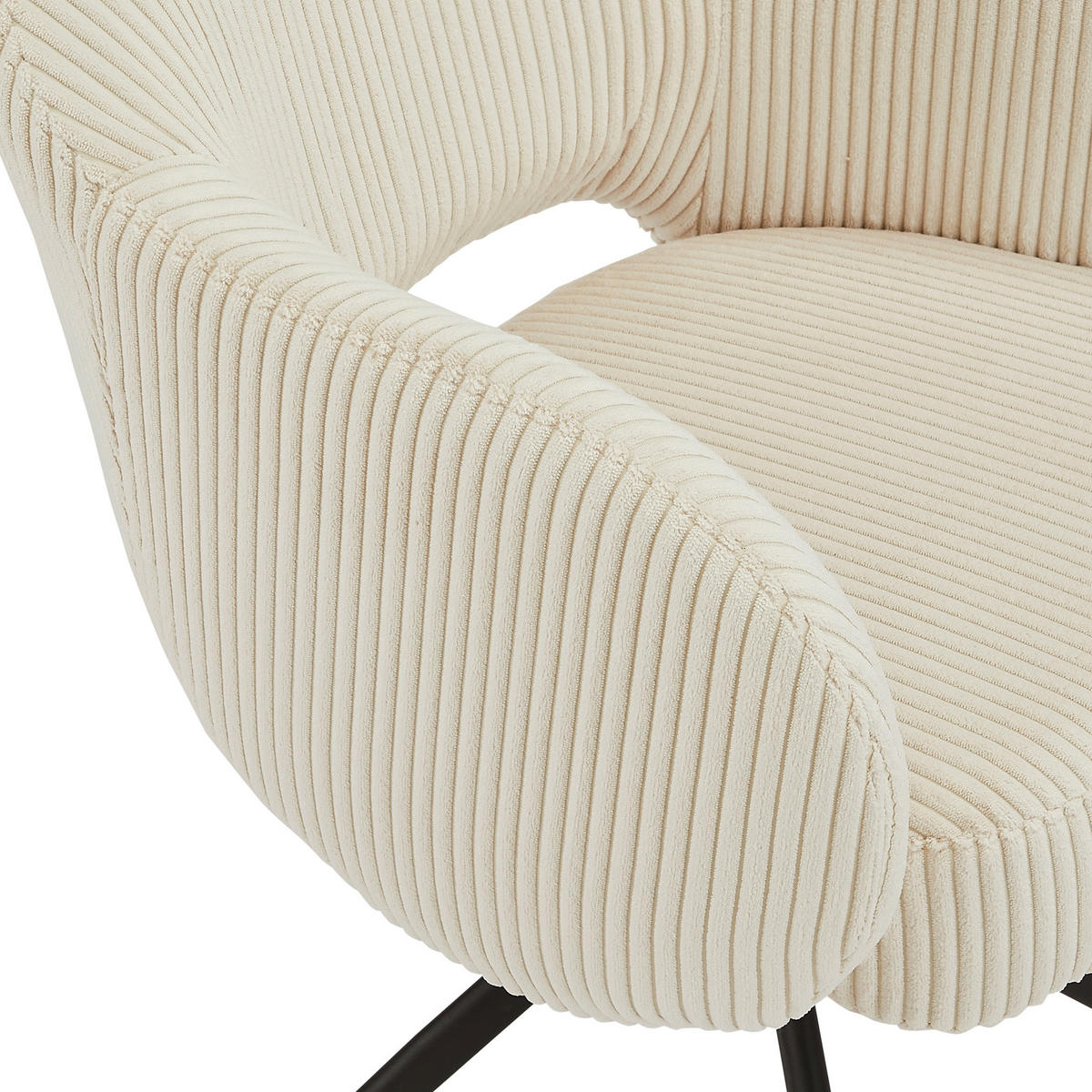 ARMLEHNSTUHL  Sitzfläche 360° drehbar Cord  Schwarz, Beige  - Beige/Schwarz, MODERN, Textil/Metall (58/84/60cm) - MID.YOU