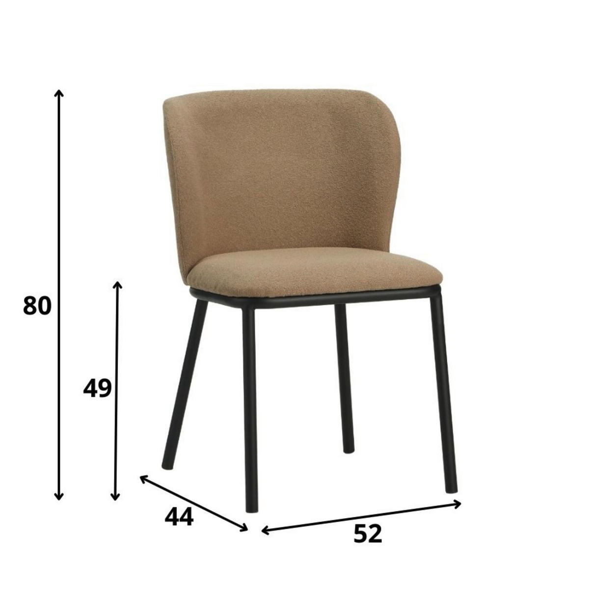 SADA STOLIČIEK 2 kus - sivohnedá/čierna, Modern, kov/textil (52/80/44cm) - MID.YOU