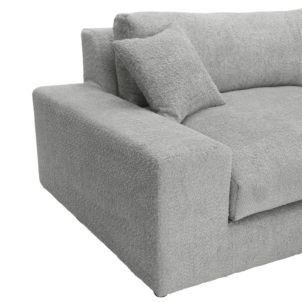 BIGSOFA Struktur, Bouclé Grau  - Greige/Schwarz, MODERN, Kunststoff/Textil (240/76/125cm) - Landscape