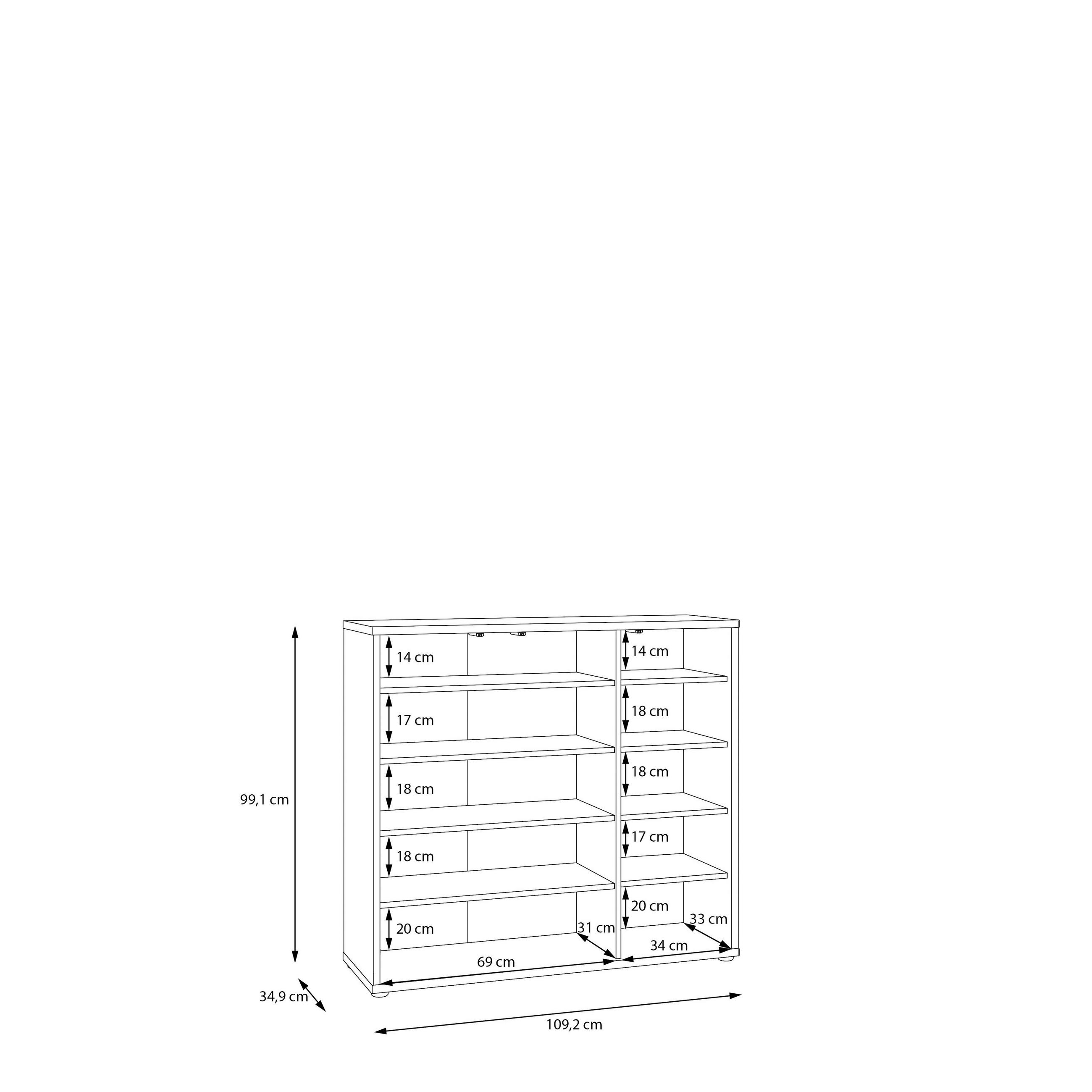 SCHUHSCHRANK Sandfarben  - Sandfarben/Grau, MODERN, Holzwerkstoff/Kunststoff (109,2/99,1/34,9cm) - Xora