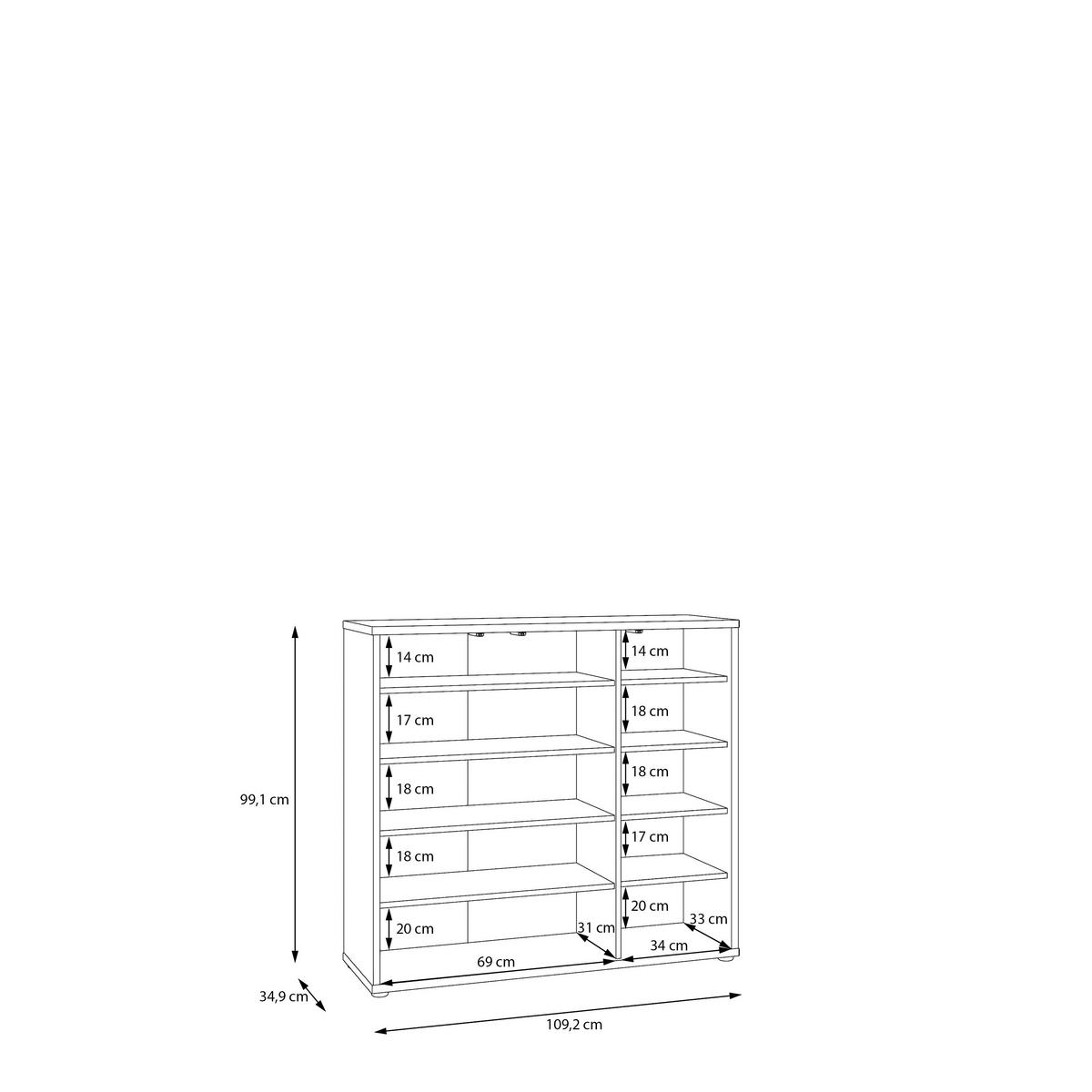 SCHUHSCHRANK Sandfarben  - Sandfarben/Grau, MODERN, Holzwerkstoff/Kunststoff (109,2/99,1/34,9cm) - Xora