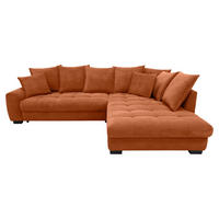 ECKSOFA Dunkelorange Cord Rückenkissen, Armlehnenkissen, Bettkasten, Schlaffunktion, Rücken echt, Liegefläche im Originalstoff  - Dunkelorange/Schwarz, KONVENTIONELL, Kunststoff/Textil (304/212cm) - Carryhome