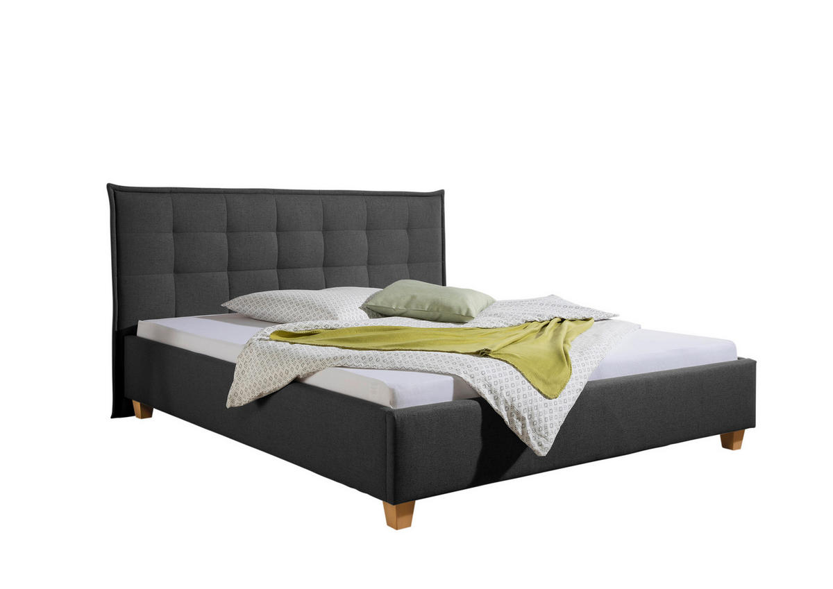 POLSTERBETT 160/200 cm,  in Anthrazit,  - Anthrazit/Naturfarben, MODERN, Holz/Textil (160/200cm) - Livetastic