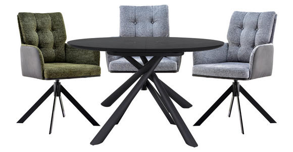 ESSTISCH in Metall, Keramik, Holzwerkstoff 120-160/120/76 cm  - Schwarz, Design, Keramik/Holzwerkstoff (120-160/120/76cm) - Novel