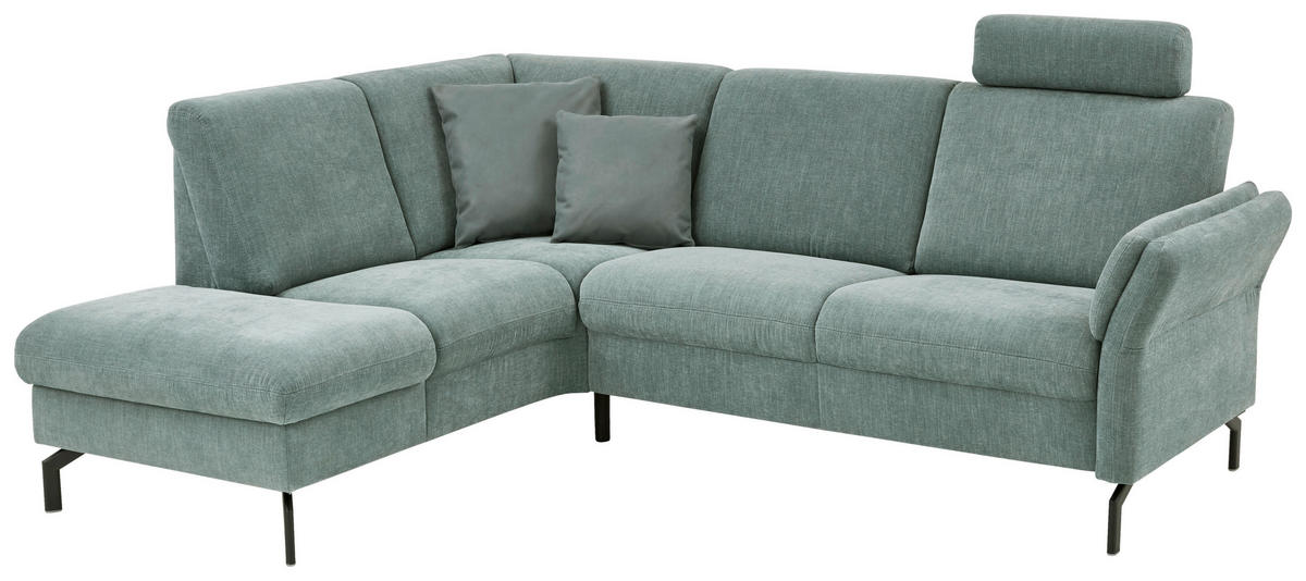 ECKSOFA in Chenille Blau  - Blau/Schwarz, Konventionell, Textil/Metall (190/241cm) - Beldomo Comfort