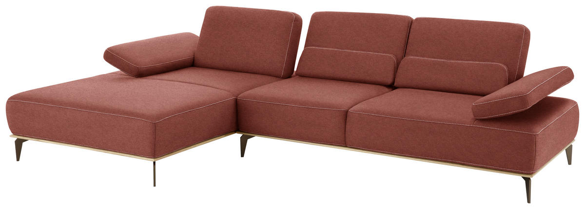ECKSOFA Rot Mikrofaser  - Beige/Rot, Design, Textil/Metall (178/298cm) - Valnatura
