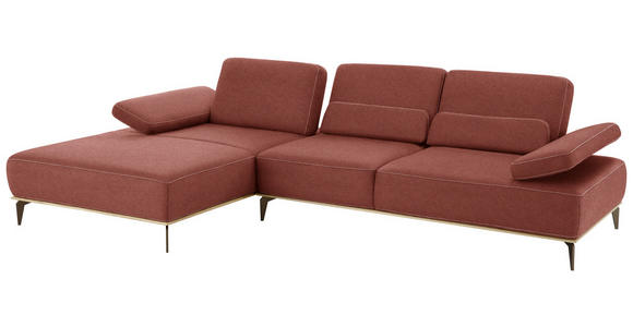 WOHNLANDSCHAFT Rot Flachgewebe - Beige/Rot, Design, Textil/Metall (178/298cm) - Valnatura