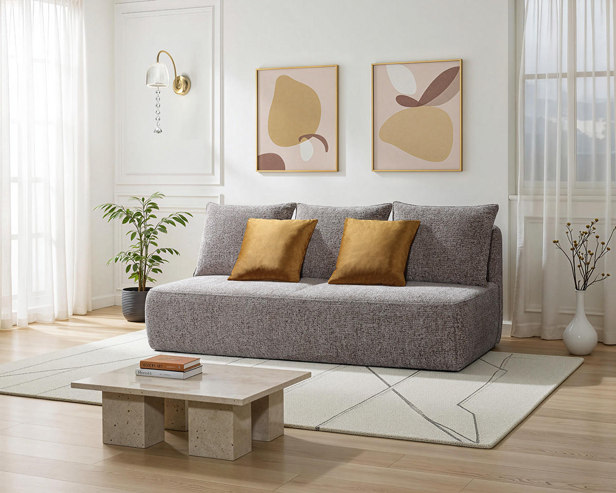 TROSJED NA RAZVLAČENJE tekstil  svijetlo smeđa    - bijela/svijetlo smeđa, Design, tekstil (200/92/95cm) - Hom`in