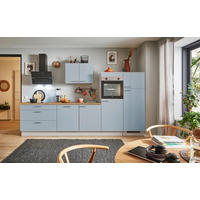 KÜCHENBLOCK PN 105 310 cm  in Eichefarben, Kaschmir, Pastellblau  - Kaschmir/Edelstahlfarben, Design, Holzwerkstoff/Metall (310cm) - Pino