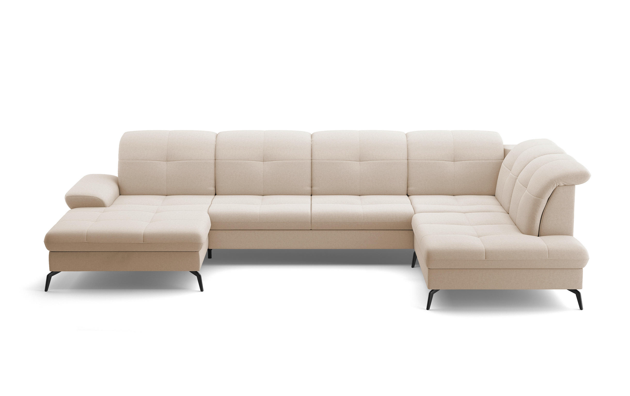WOHNLANDSCHAFT Creme Flachgewebe  - Creme/Schwarz, KONVENTIONELL, Textil/Metall (185/357/231cm) - Sit & More