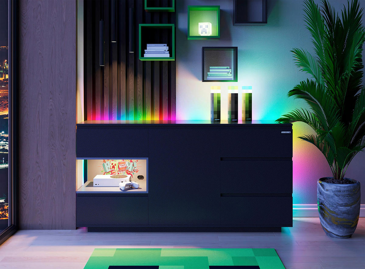 SIDEBOARD  in 160/80/40 cm  - Schwarz, MODERN, Holzwerkstoff (160/80/40cm) - Minecraft
