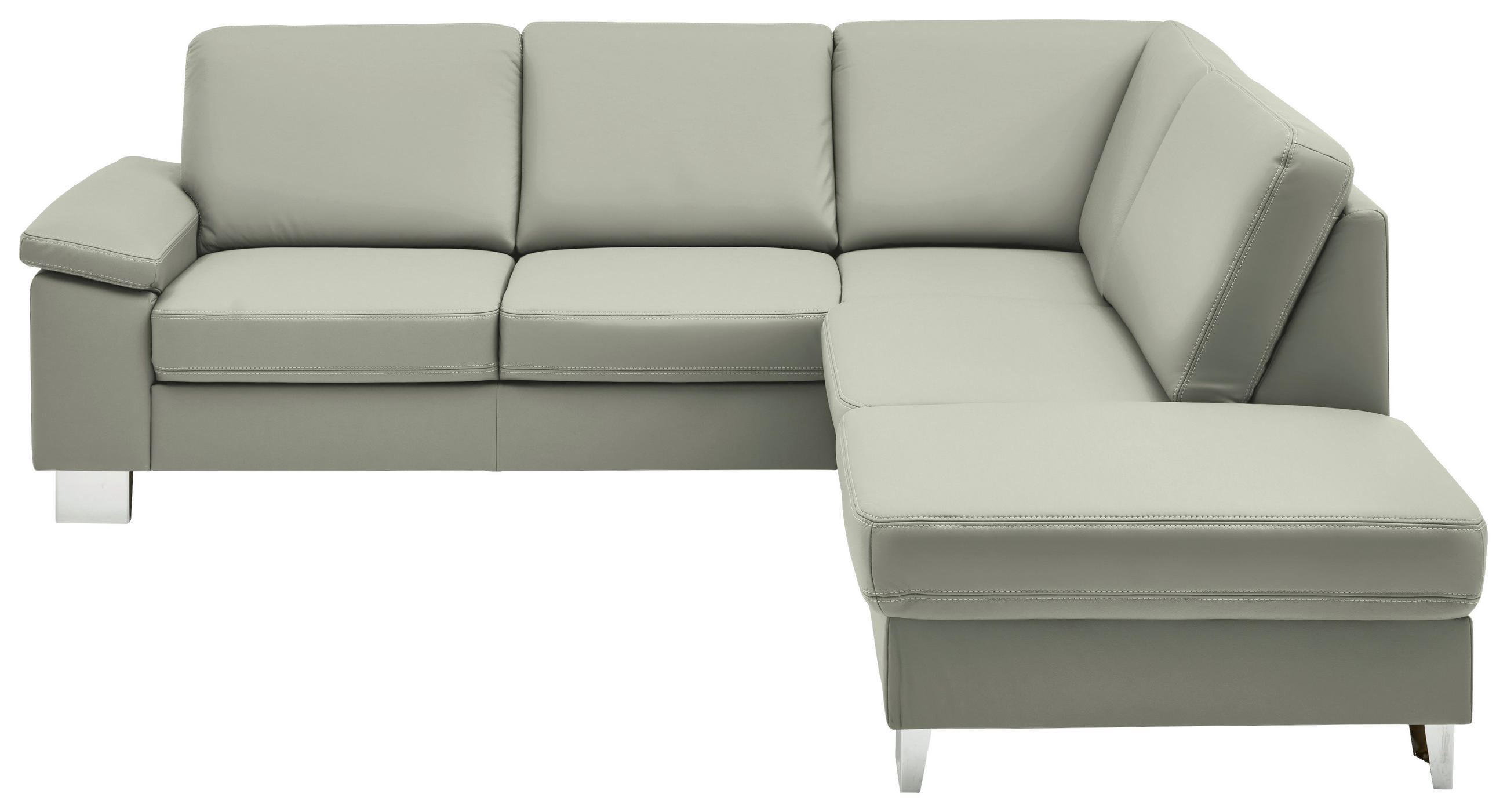 ECKSOFA  in Echtleder Silberfarben  248/235 cm  - Silberfarben/Alufarben, Design, Leder/Metall (248/235cm) - Beldomo Premium
