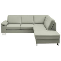 ECKSOFA  in Echtleder Silberfarben  248/235 cm  - Silberfarben/Alufarben, Design, Leder/Metall (248/235cm) - Beldomo Premium