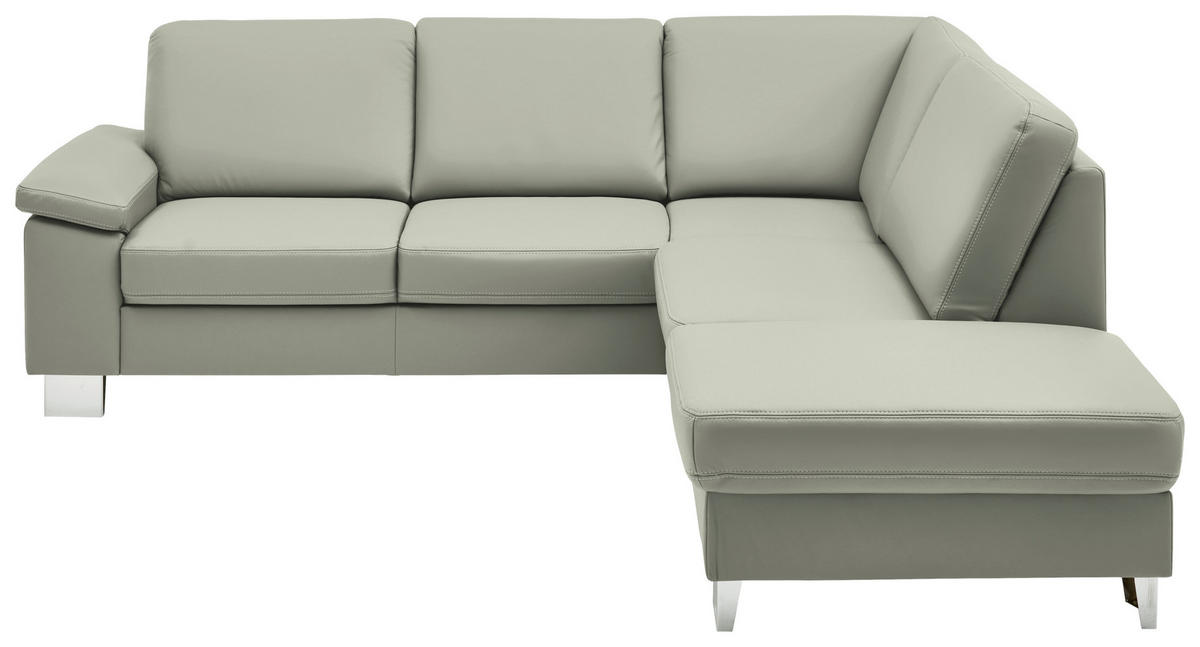 ECKSOFA  in Echtleder Silberfarben  248/235 cm  - Silberfarben/Alufarben, Design, Leder/Metall (248/235cm) - Beldomo Premium