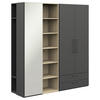 KLEIDERSCHRANK  in Graphitfarben, Eichefarben  - Eichefarben/Anthrazit, Design, Glas/Holzwerkstoff (202,6/213,6/59,3cm) - Cantus