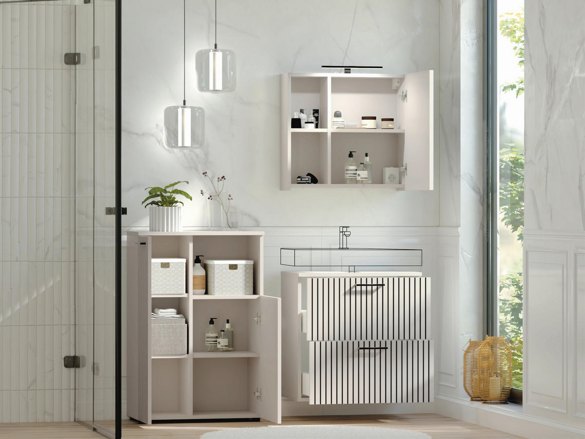Baie 3 piese, 135 cm - cașmir/negru, Trend, sticlă/metal (135cm) - Respekta