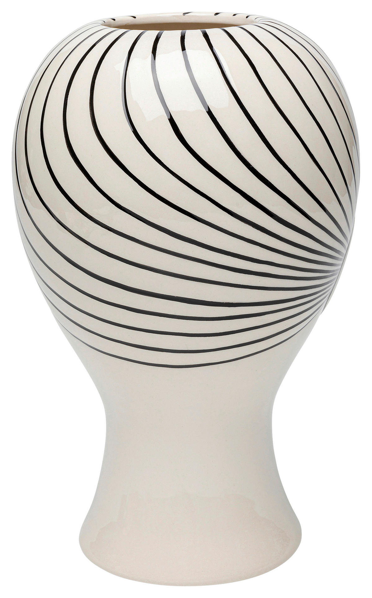 VÁZA, keramika, 30 cm - černá/vysoce lesklá bílá, Konvenční, keramika (19/30/19cm) - Kare-Design