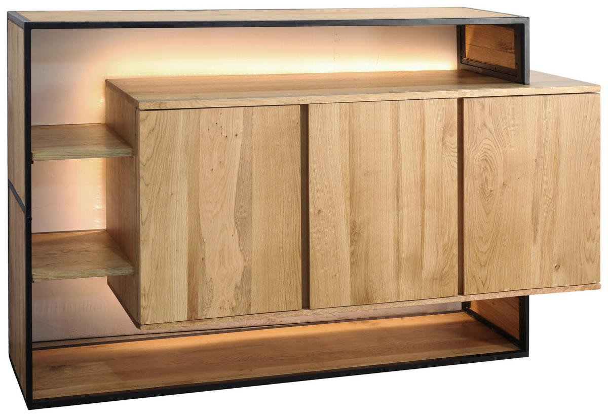 SIDEBOARD  175/100/35 cm  - Eichefarben/Schwarz, LIFESTYLE, Holz/Metall (175/100/35cm) - Landscape