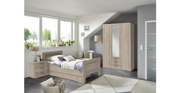 DREHTÜRENSCHRANK in Eichefarben - Eichefarben/Silberfarben, KONVENTIONELL, Holzwerkstoff (135/210/58cm) - Cantus