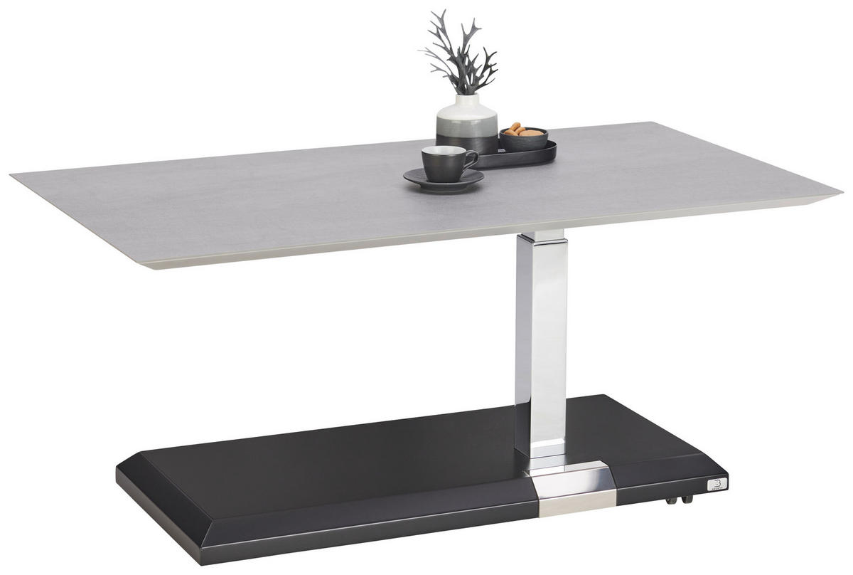 COUCHTISCH in Metall, Kunststoff, Keramik, Holzwerkstoff 110/60/46-62 cm  - Schwarz/Grau, MODERN, Keramik/Holzwerkstoff (110/60/46-62cm) - Bacher