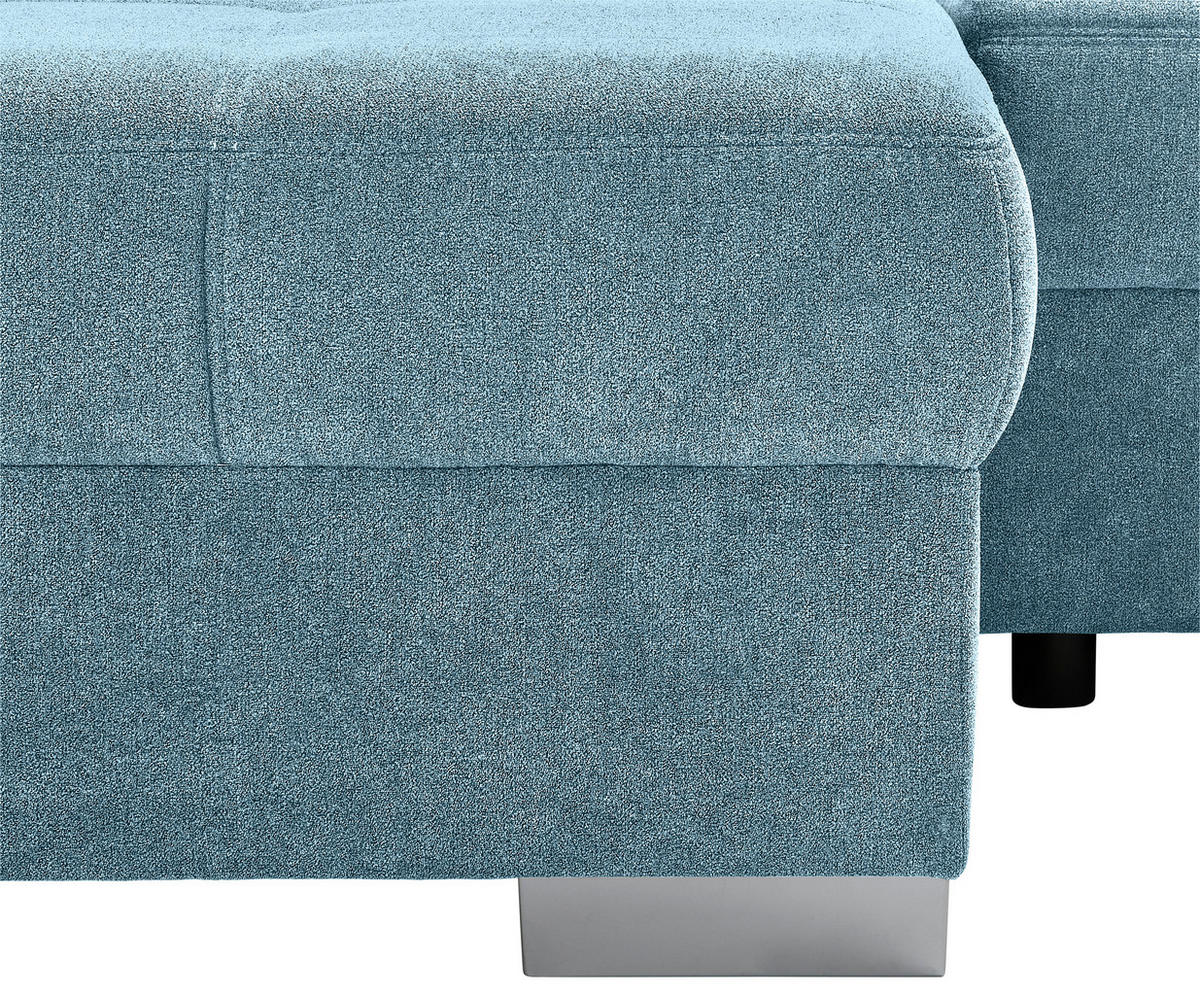 WOHNLANDSCHAFT in Velours Petrol  - Chromfarben/Petrol, Konventionell, Kunststoff/Textil (198/363/170cm) - Hom`in