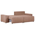 ECKSOFA in Cord Rosa  - Schwarz/Rosa, KONVENTIONELL, Kunststoff/Textil (250/153cm) - Ambia Home