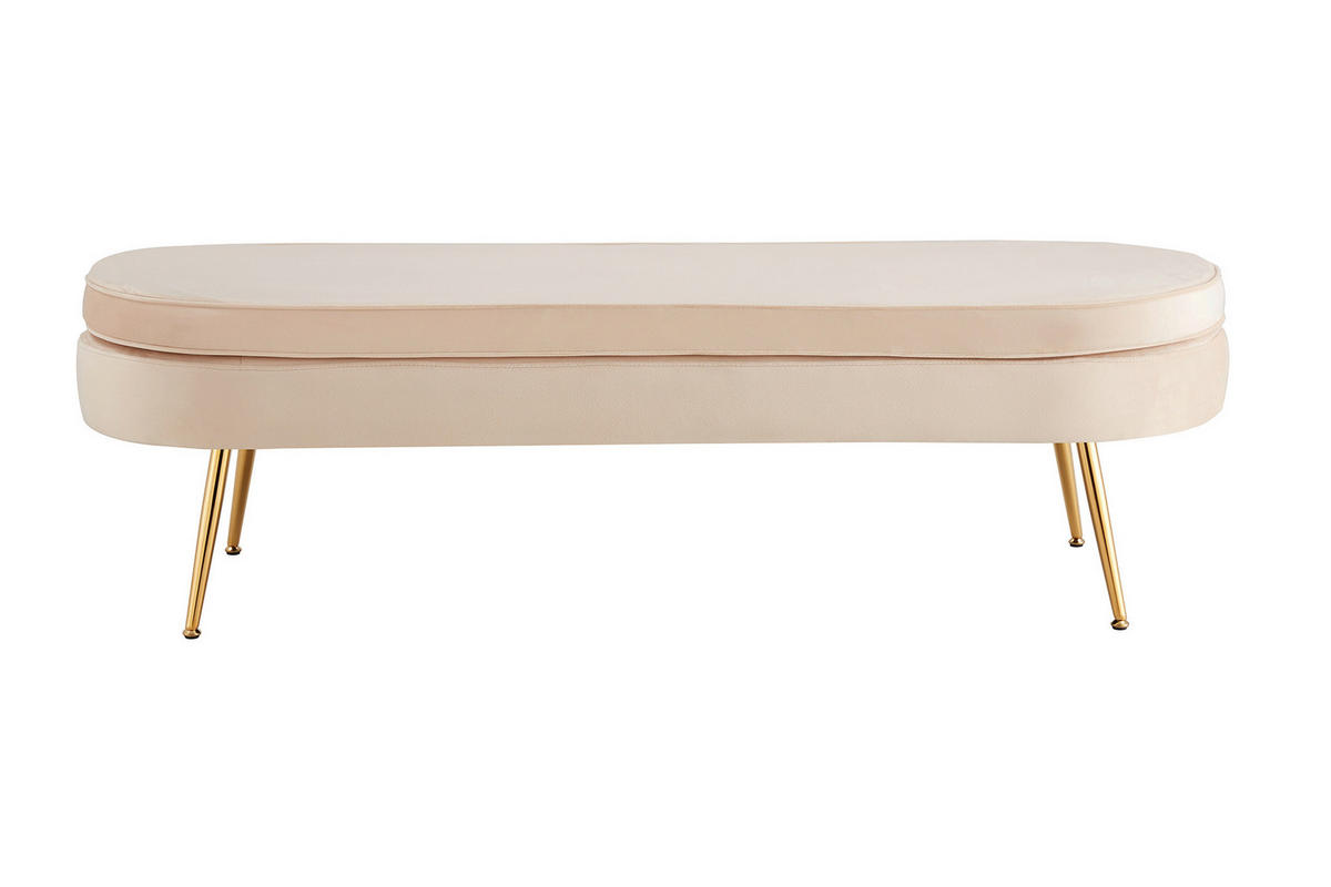 HOCKER in Textil Beige  - Beige/Goldfarben, MODERN, Textil/Metall (142/41/45cm) - Livetastic