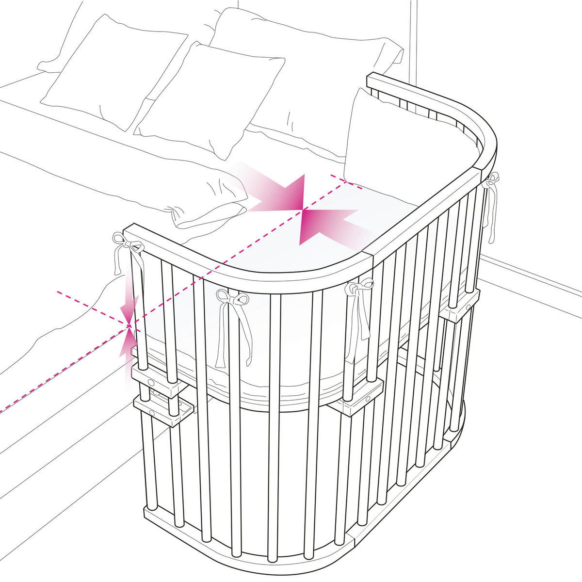 BEISTELLBETT  96/54/79 cm  - Naturfarben, Basics, Holz (96/54/79cm) - Babybay